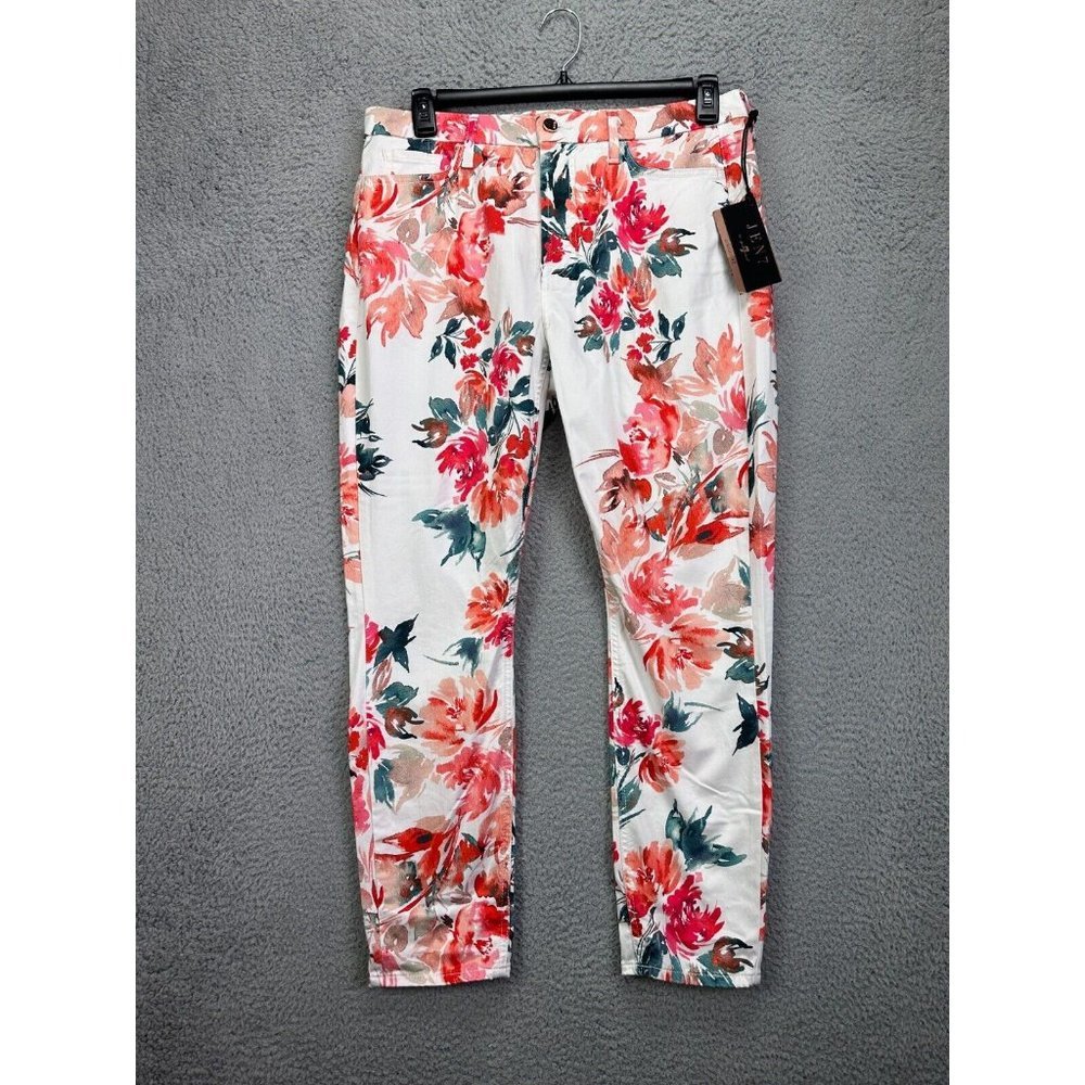 Jen 7 By 7 For All Mankind Jeans Womens 14 White Floral Ankle Skinny Ladies NEW